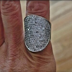 12g 10k 925 Stmped PaveWide Concave Ring Independent Artisan Crafted In England